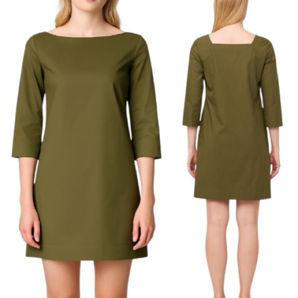 Marni Cotton Shift Dress - Olive Green – Size 42 (US Size 6–8)